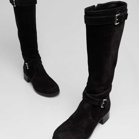 Prada Black Suede Tall Riding Boots 5.5/36 - Picture 2 of 5